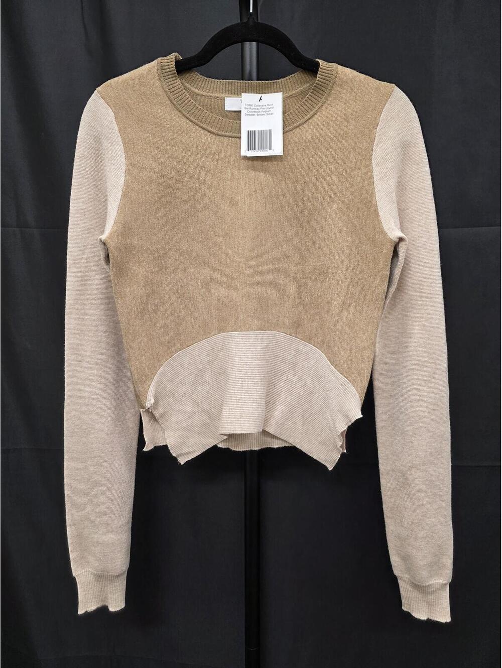 TOME COLLECTIVE COLORBLOCK PEPLUM SWEATER BROWN RENT THE RUNWAY S